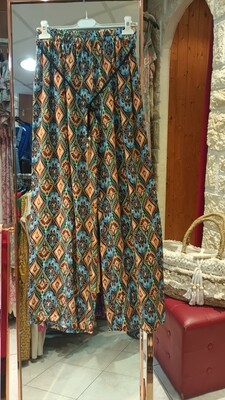 Pantalon fluide imprimé noir multicolore 