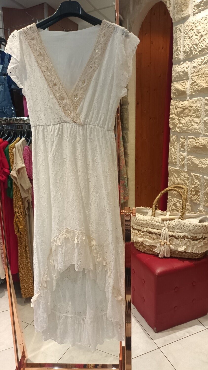Robe bohème Princesse blanc cassé 