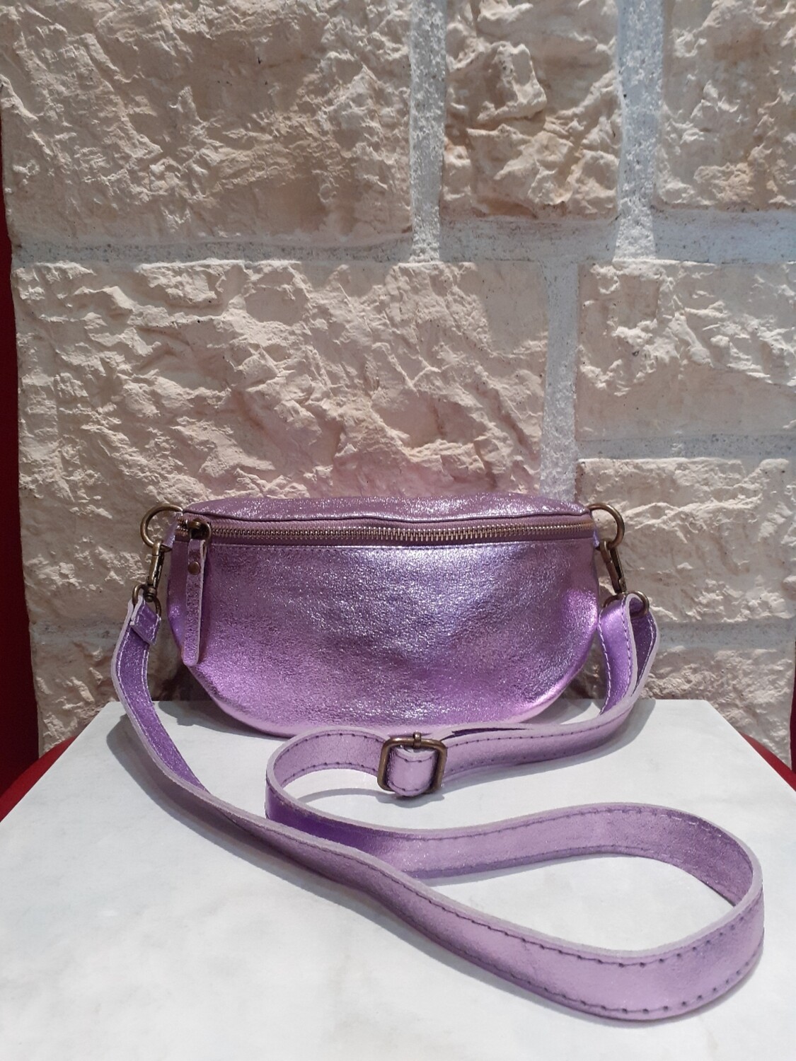 Sac Banane cuir lilas