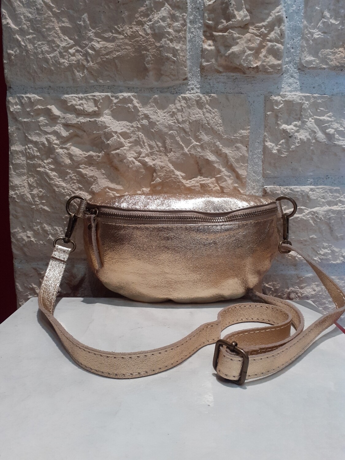 Sac Banane cuir doré 