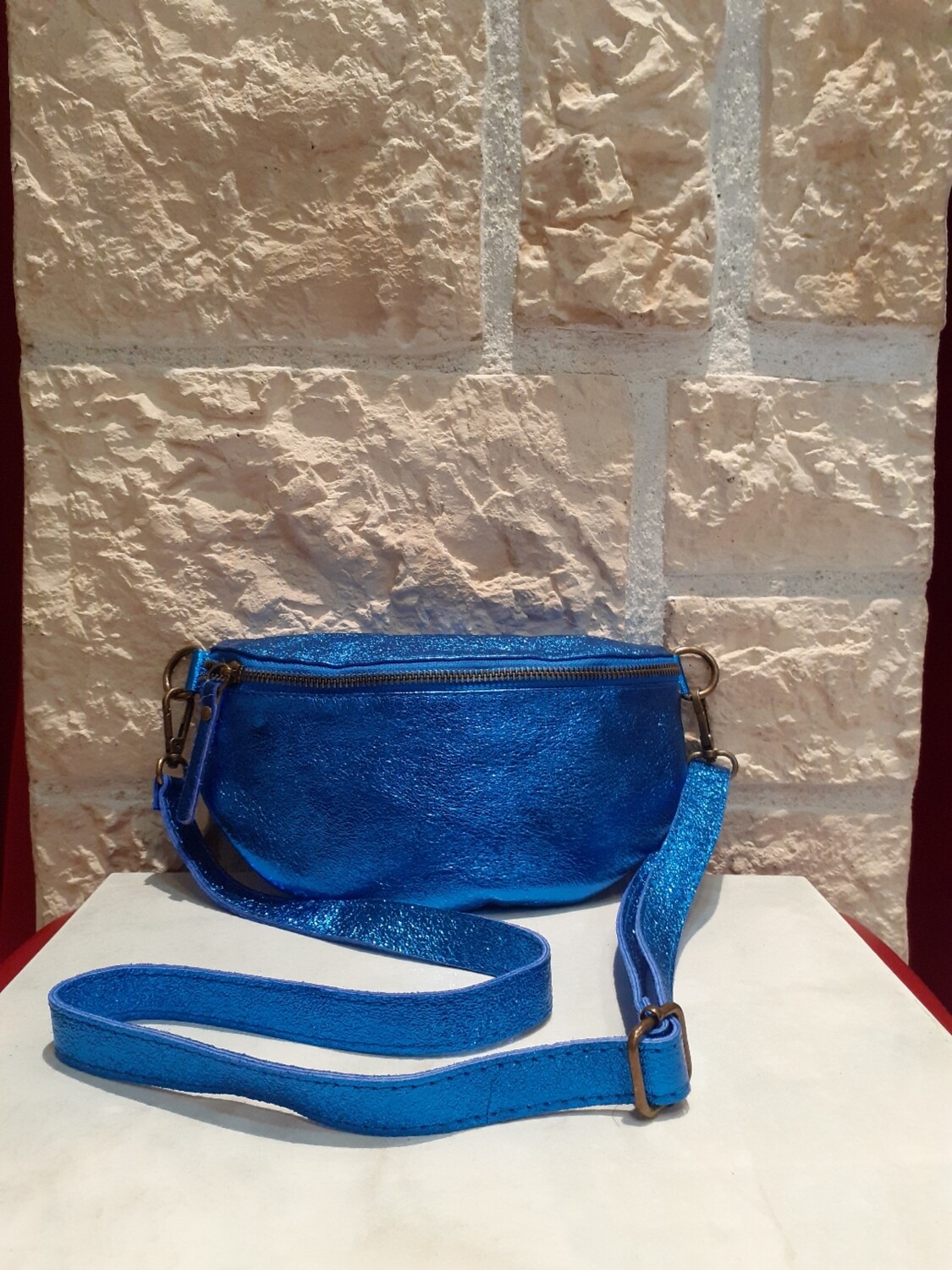 Sac Banane cuir bleu électrique 
