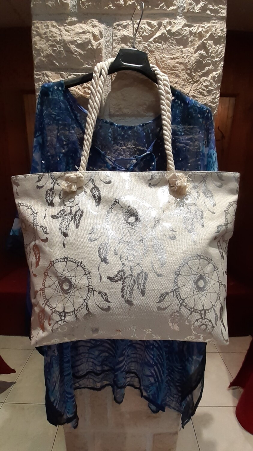Sac plage Attrape rêve argenté 