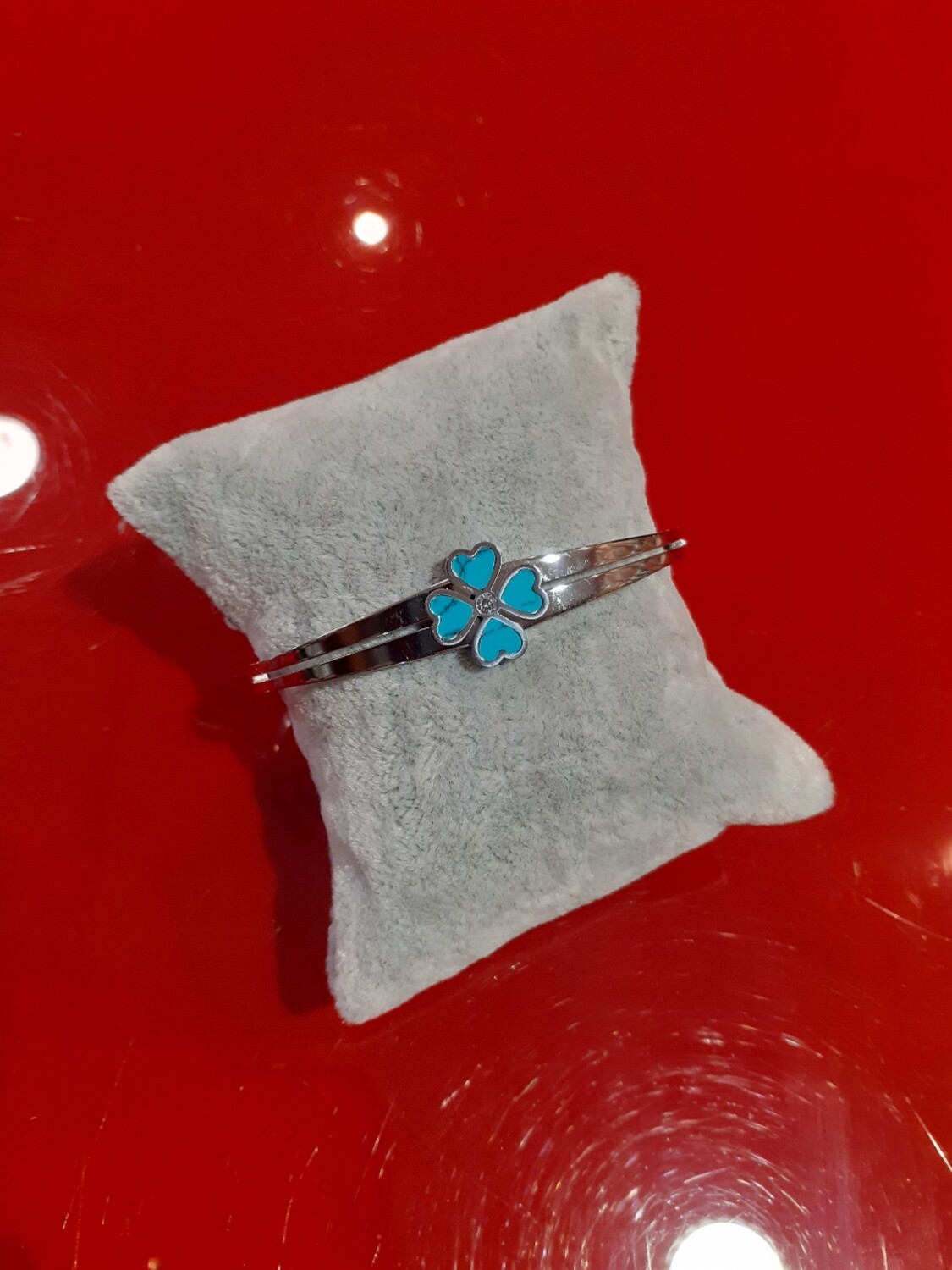 Bracelet Trefle tourquoise argenté 