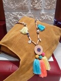 Collier sautoir Indien beige