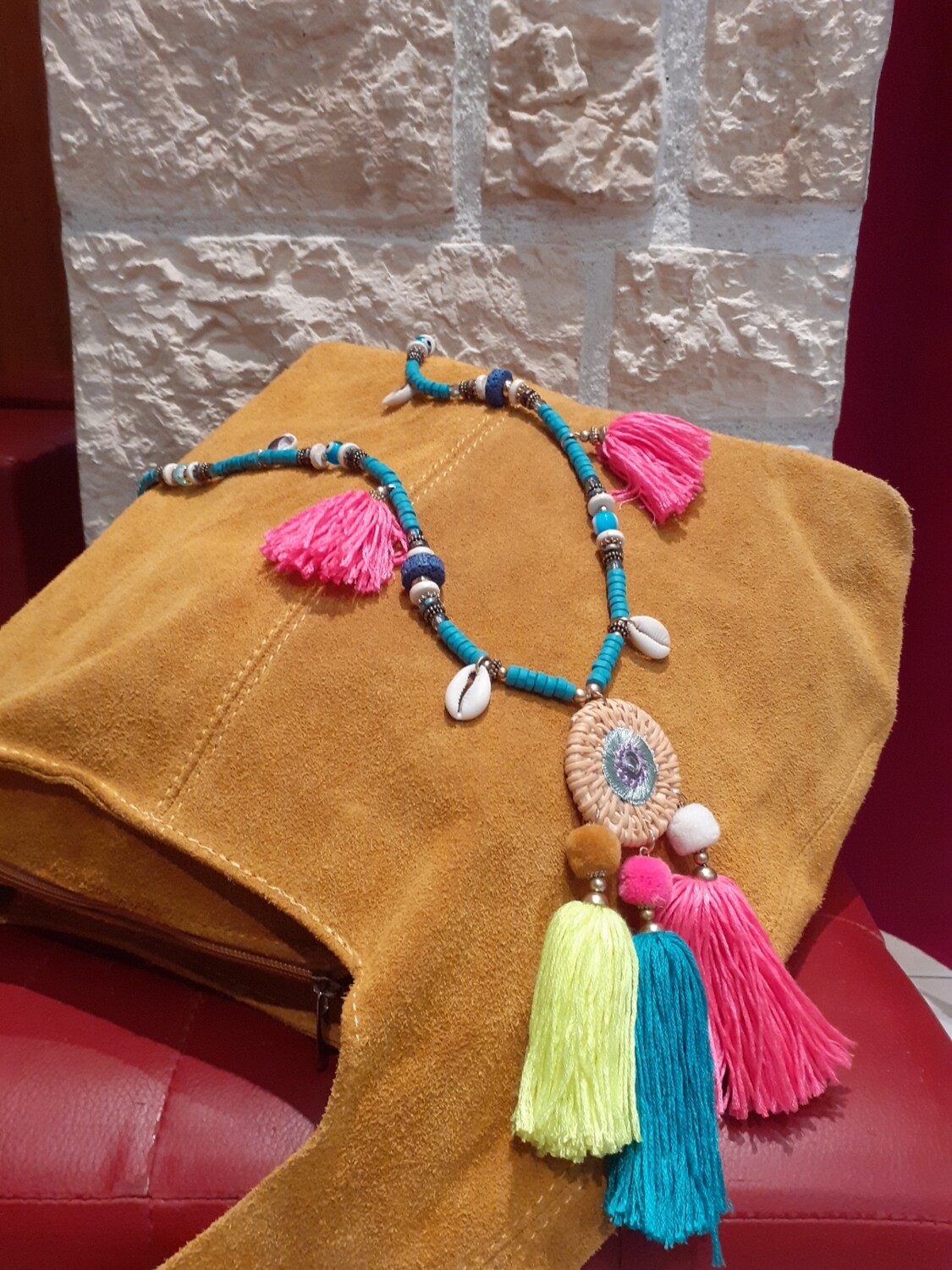 Collier sautoir Indien turquoise 