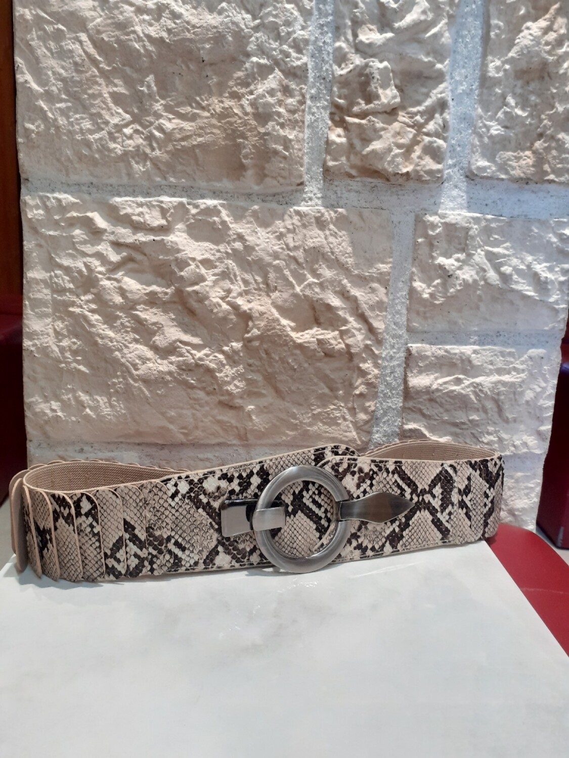 Ceinture élastique imprimé beige