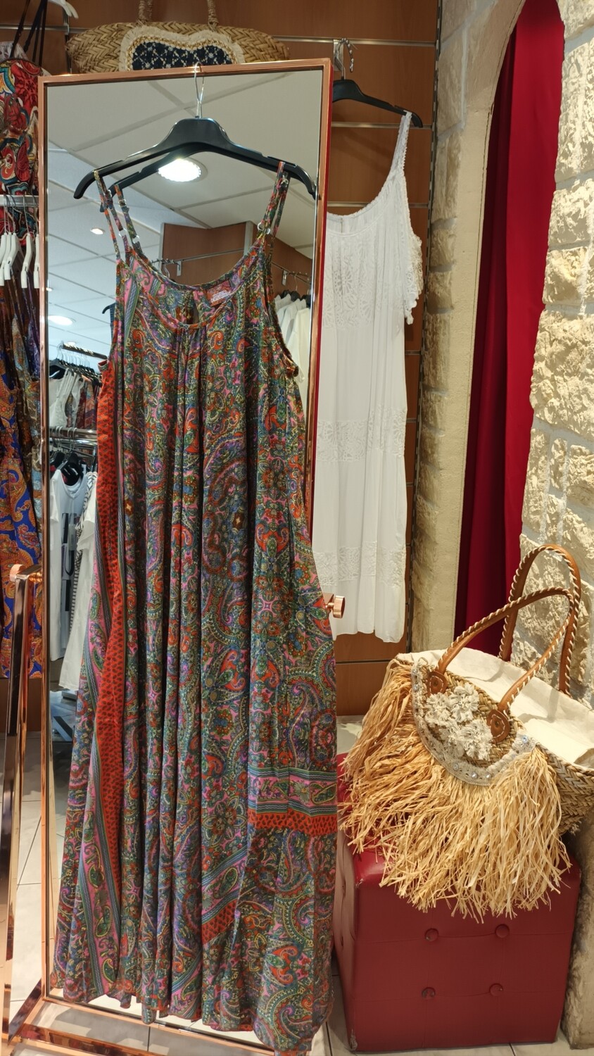 Robe longue Royal rouge multicolore 