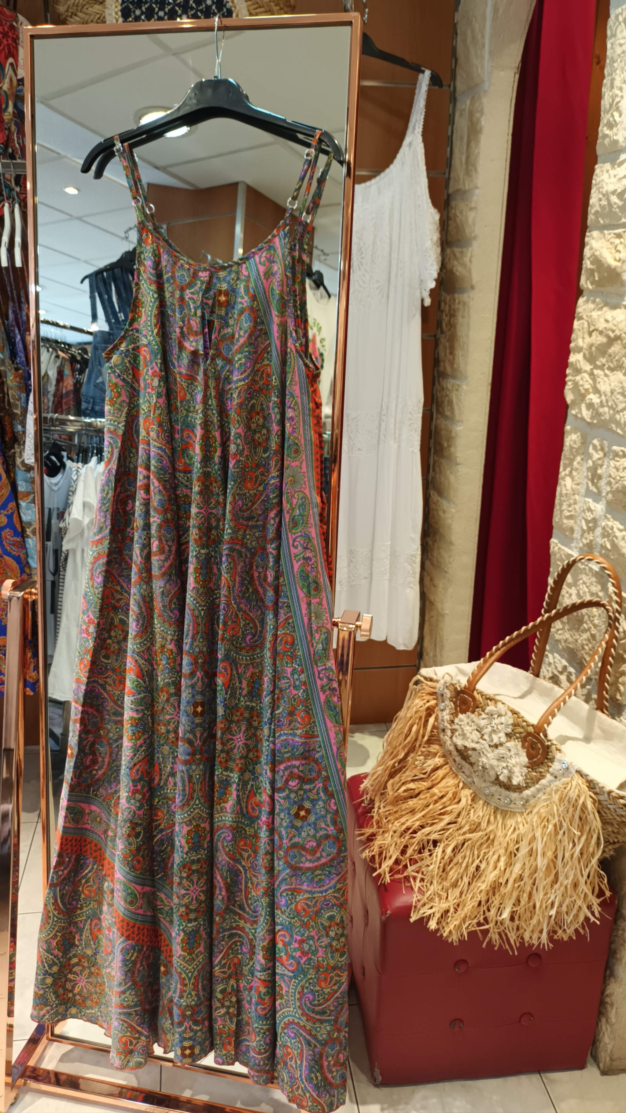 Robe longue Royal rouge multicolore