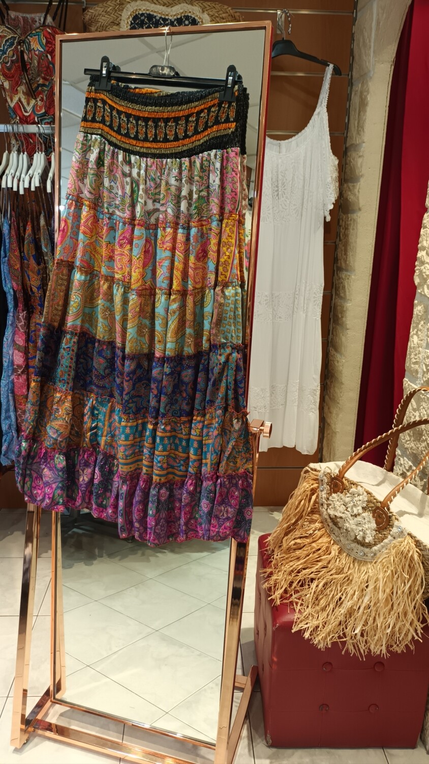 Jupe Gipsy noir multicolore 