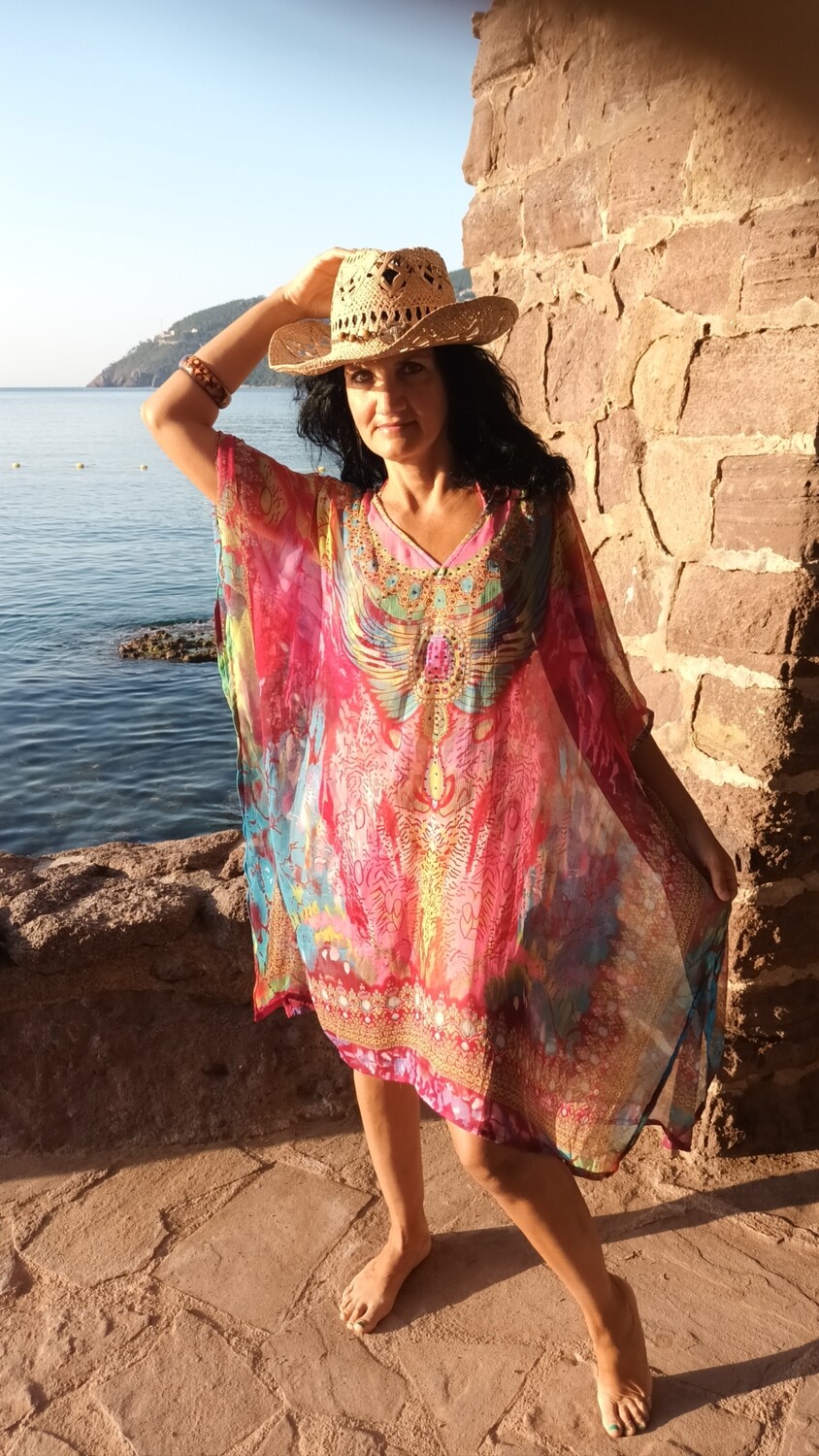 Pareo cache maillot Cuba rose