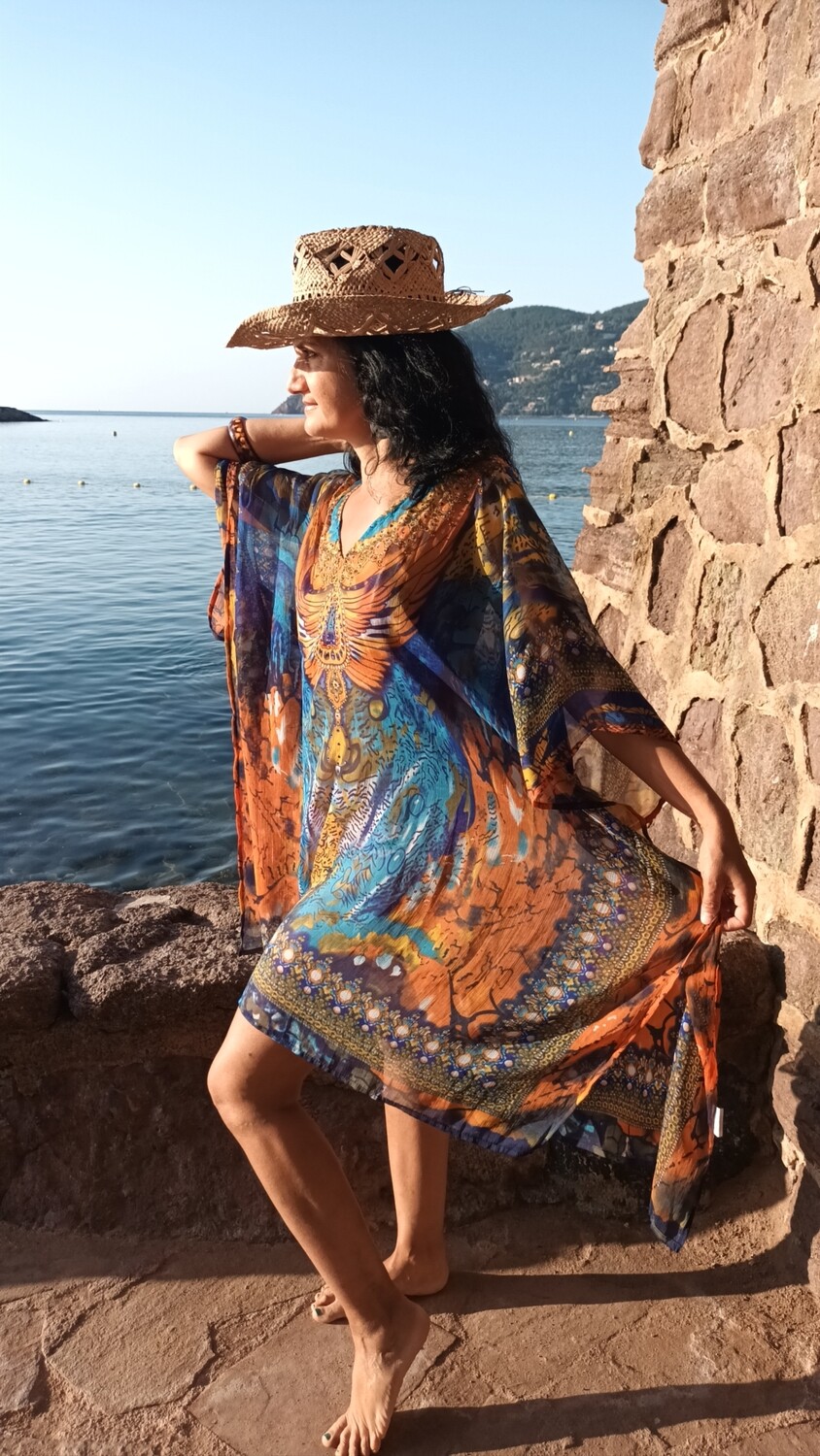 Pareo cache maillot Cuba bleu 