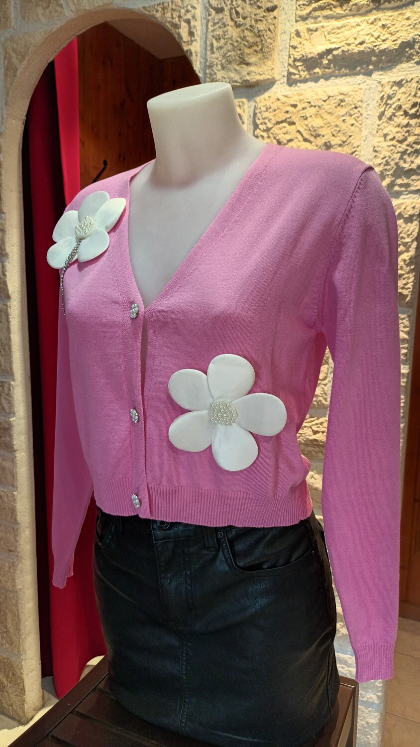 Gilet Fleuri rose
