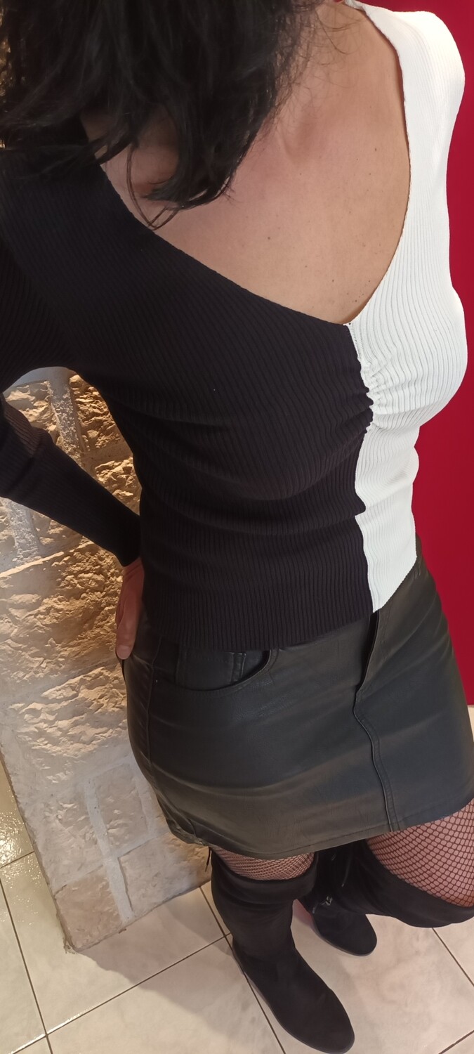Top Bicolore blanc et noir