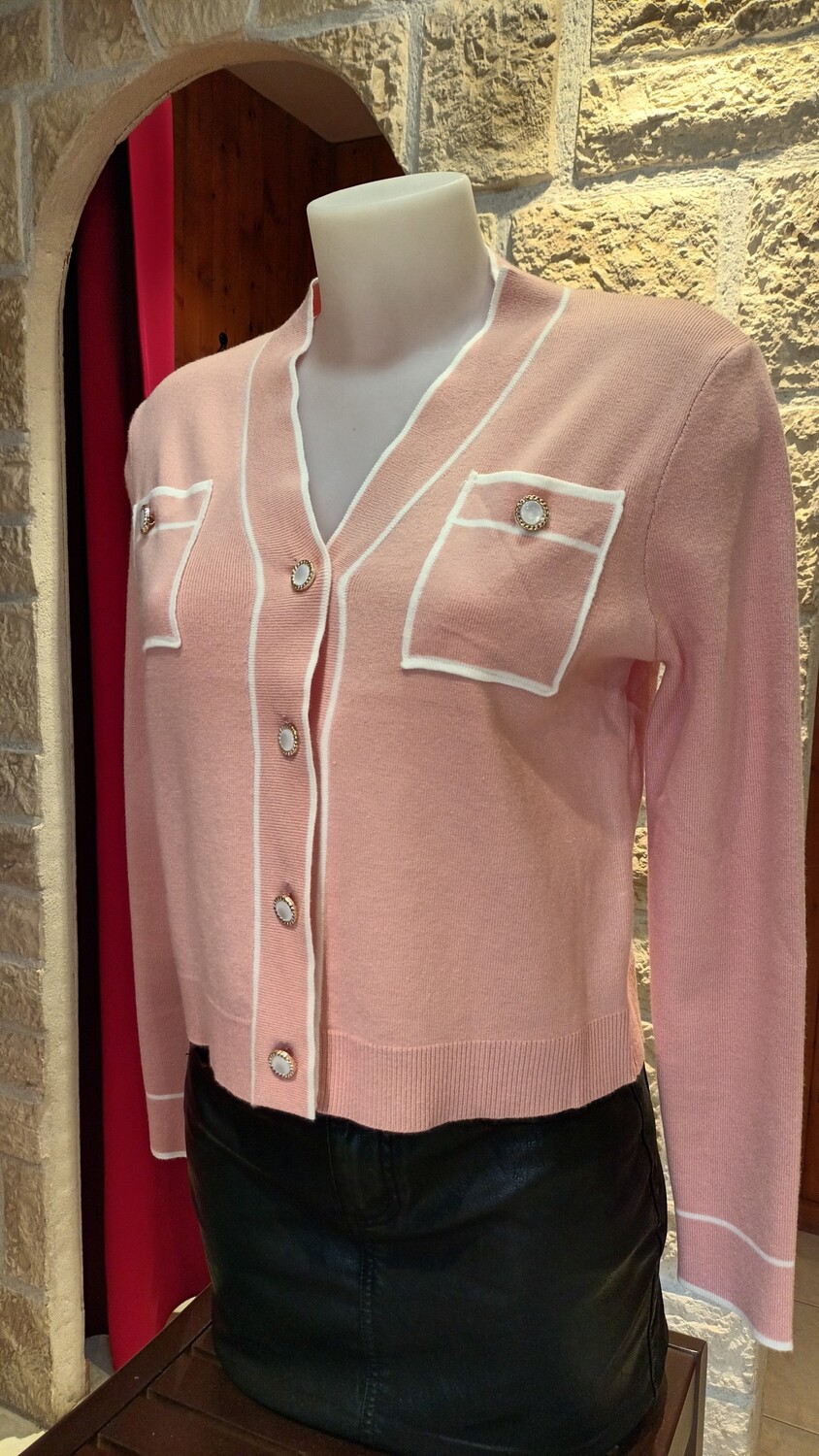 Gilet Bijou rose pastel