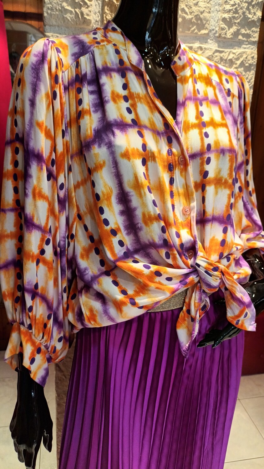 Chemise peintre orange multicolore 