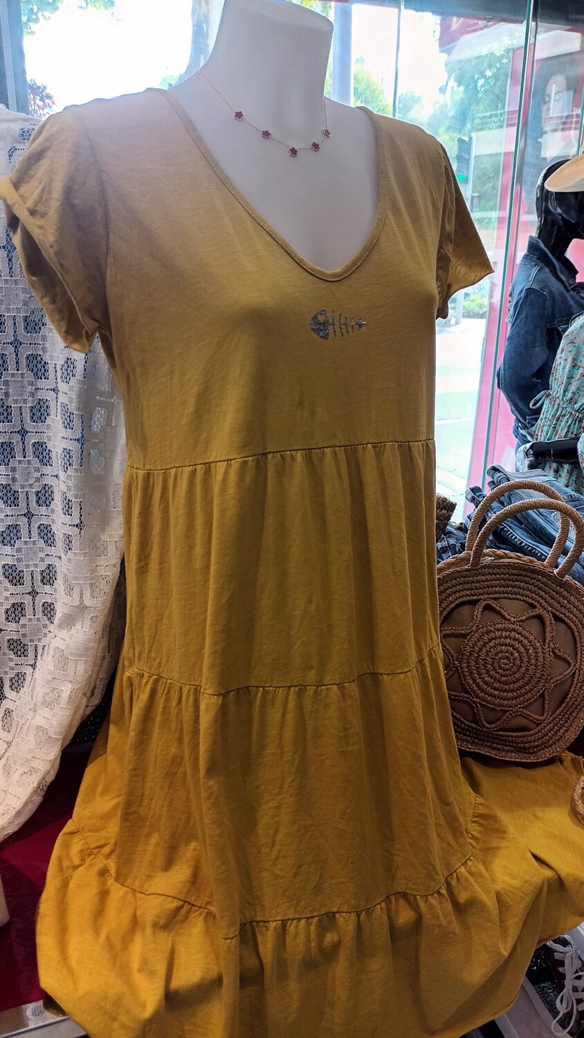 Robe coton moutarde
