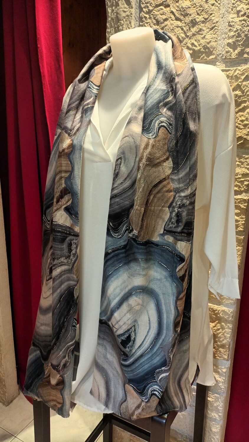Écharpe Aguas bleu/beige 