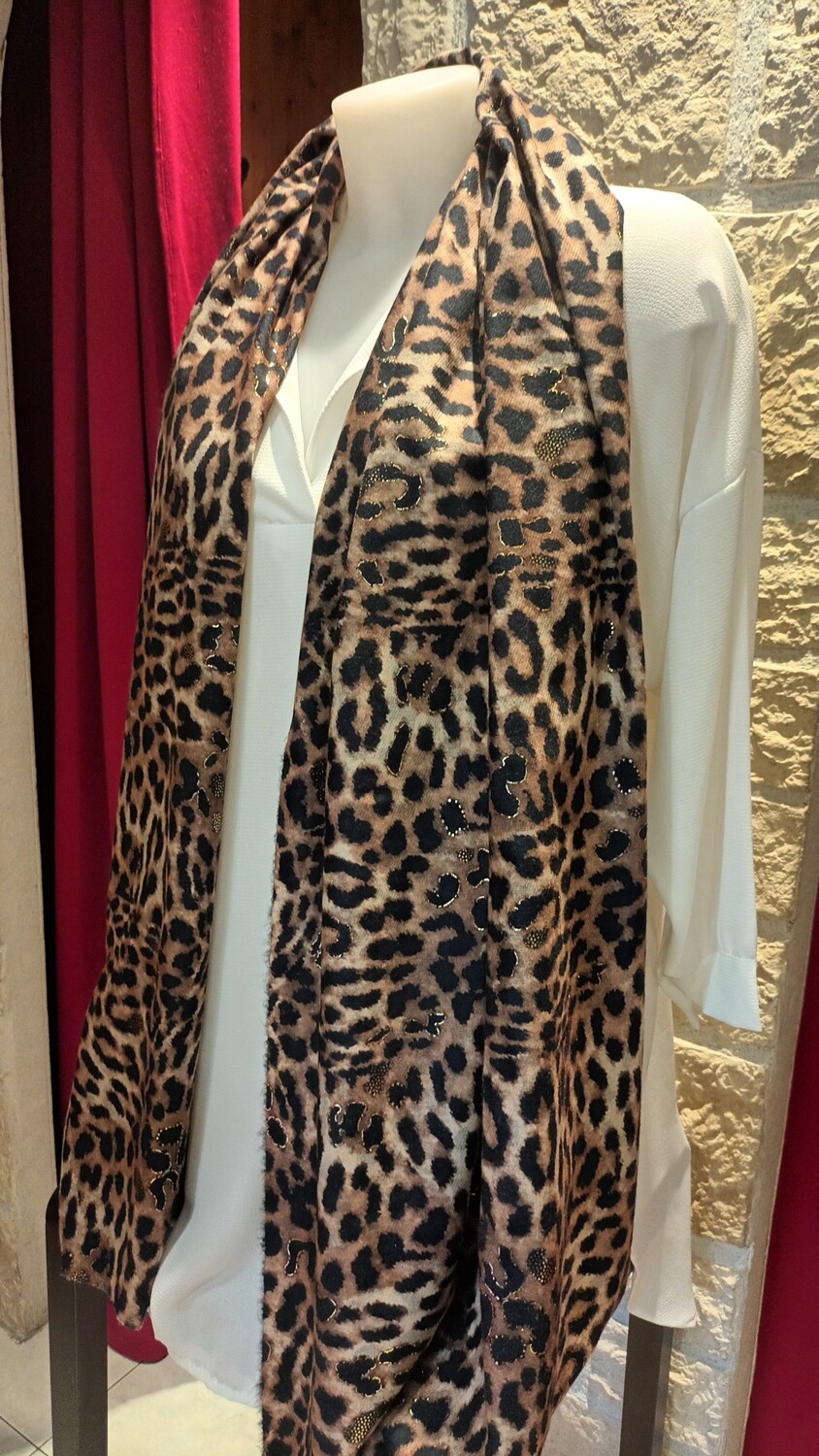 Écharpe Panthère camel/noir