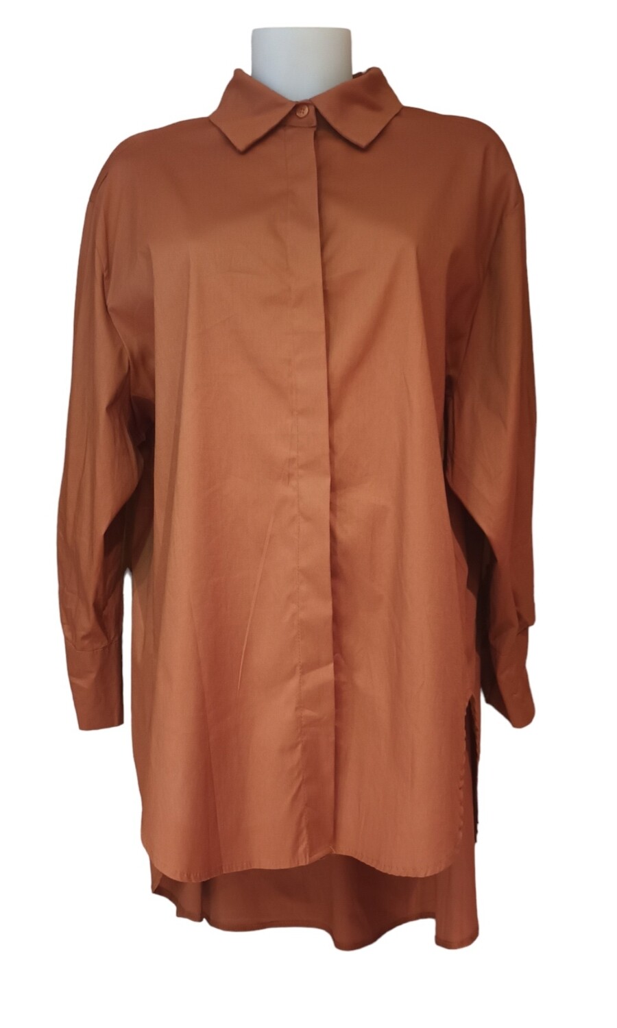Chemisier asymétrique oversize caramel 