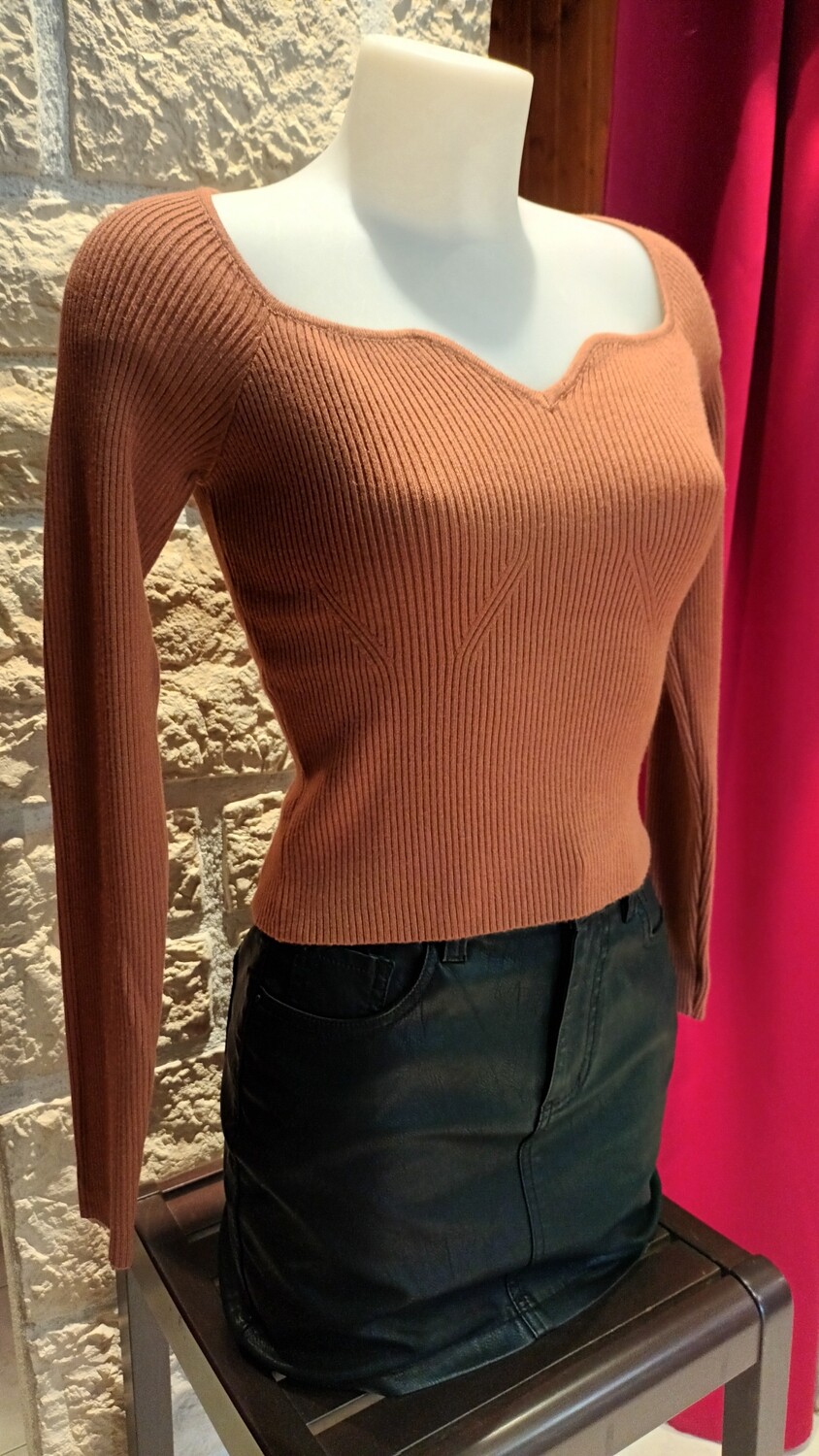 Pull côtelé Luciana marron