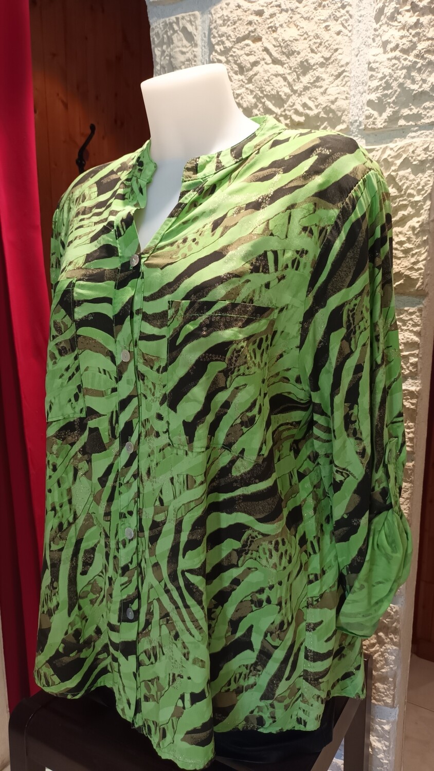 Chemisier long zèbre vert