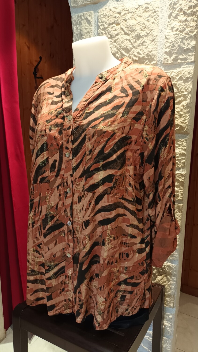 Chemisier long zèbre terracotta 