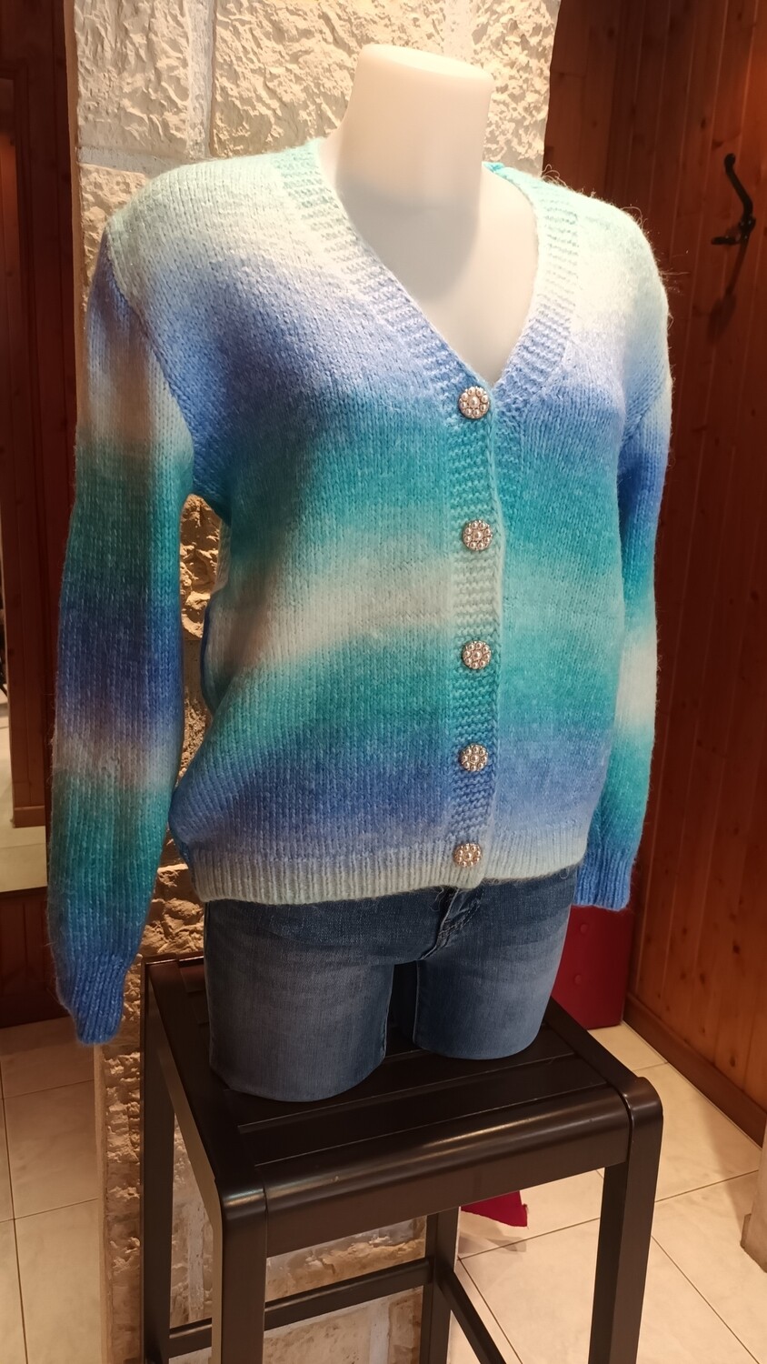 Cardigan Arc-en-ciel bleu ciel
