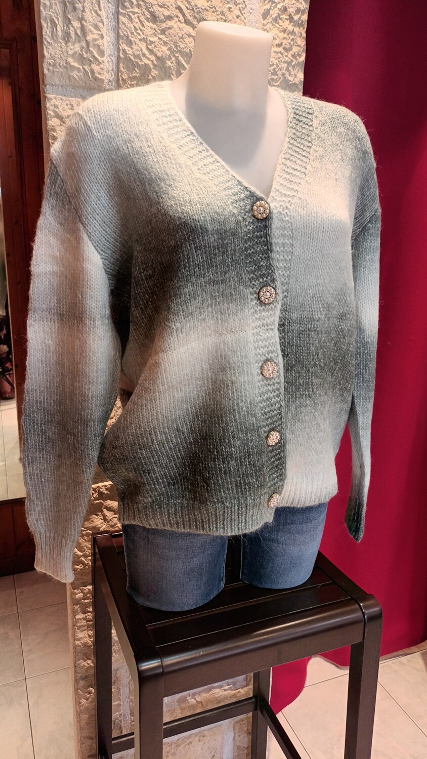 Cardigan Arc-en-ciel gris 