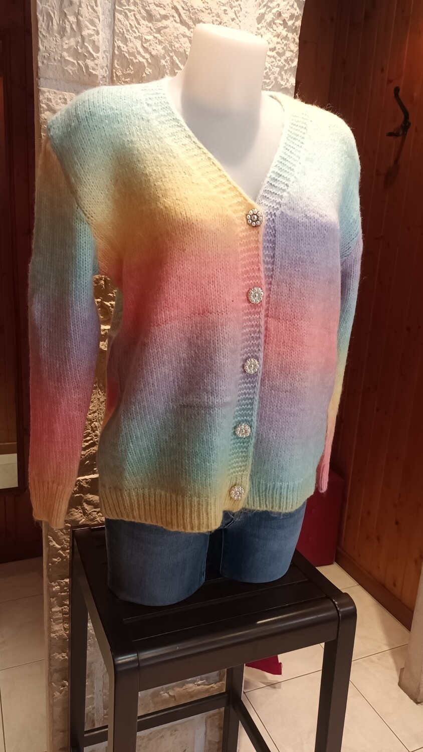 Cardigan Arc-en-ciel multicolore 