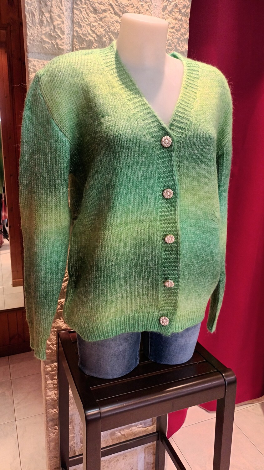 Cardigan Arc-en-ciel vert