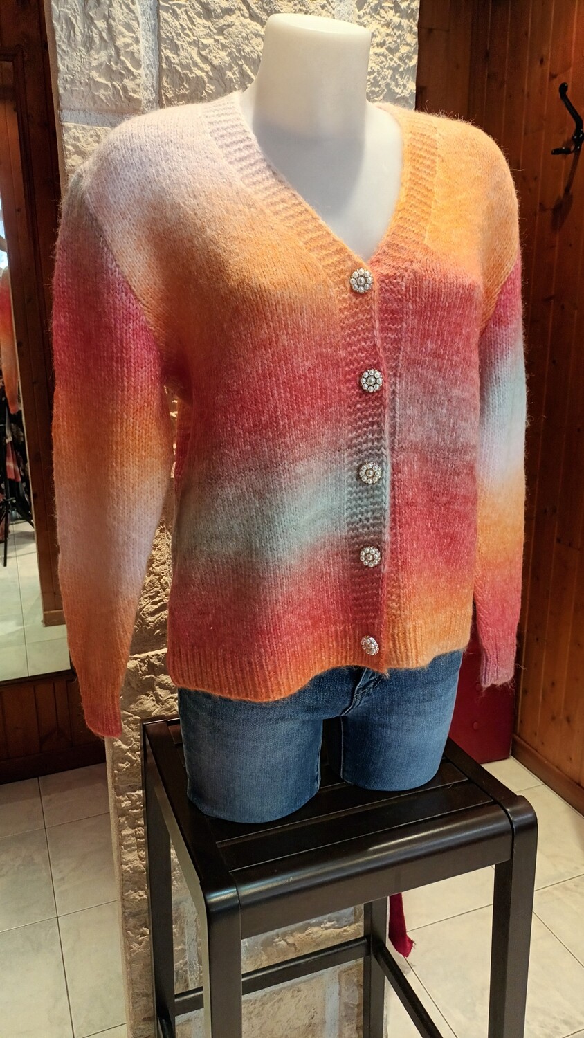 Cardigan Arc-en-ciel orange