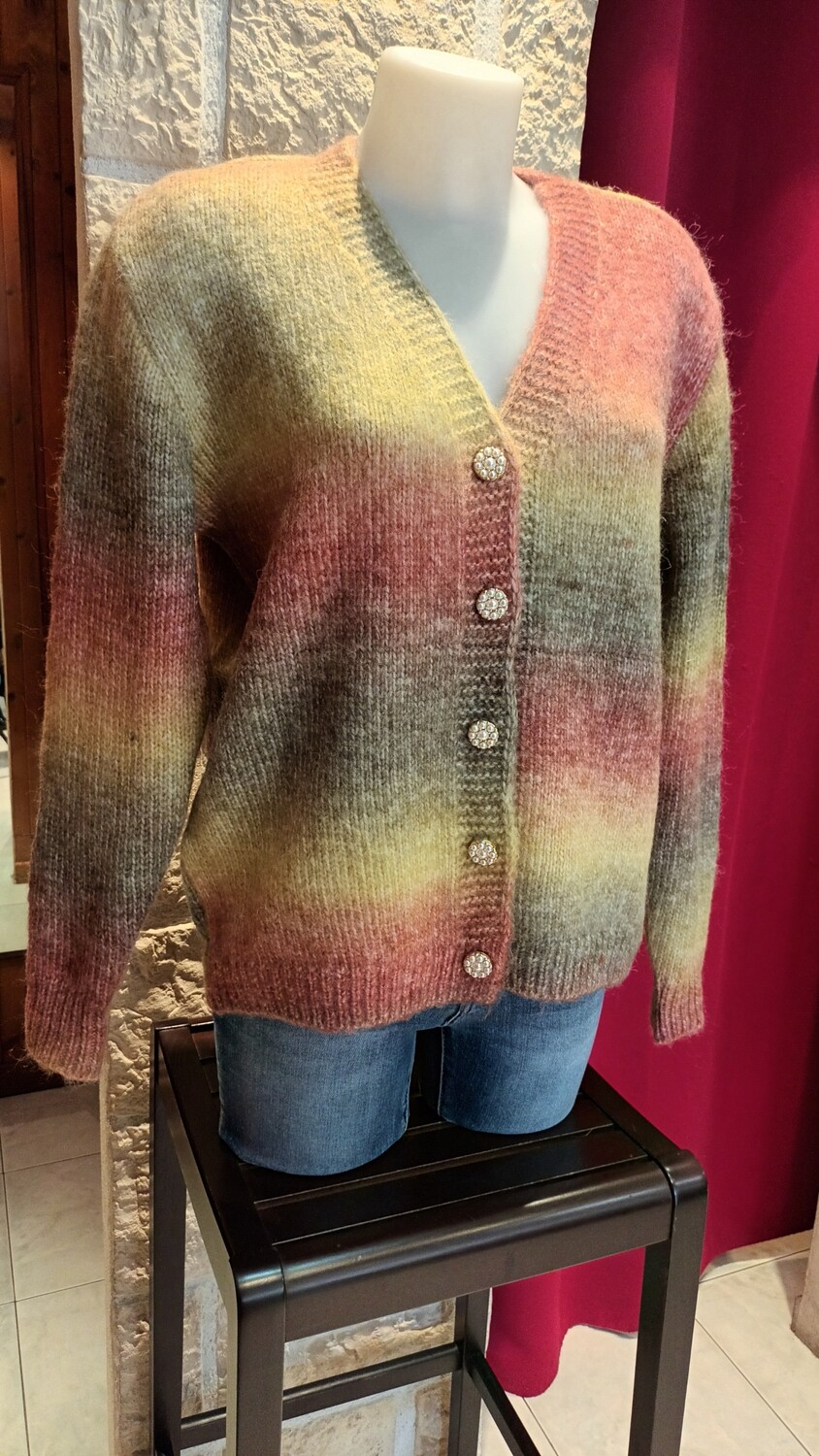 Cardigan Arc-en-ciel jaune