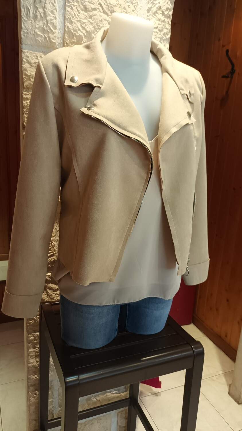 Veste perfecto suédine beige