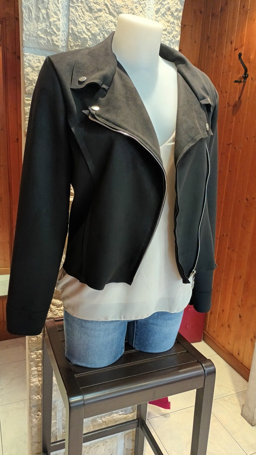 Veste perfecto suedine noir