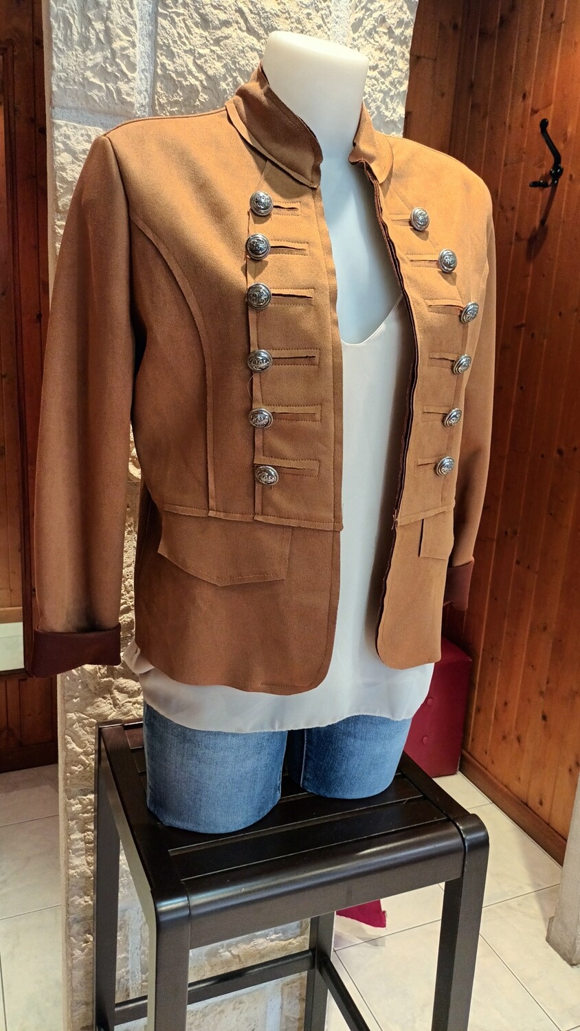 Veste Officier suédine camel