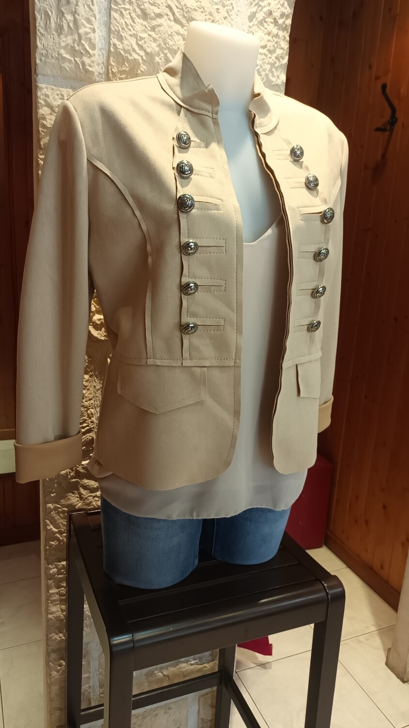 Veste Officier suédine beige