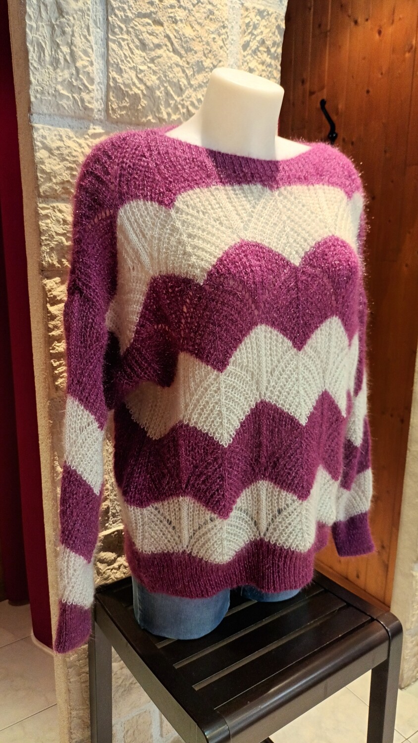 Pull Ondine à motifs prune
