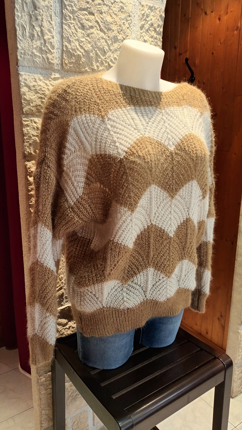Pull Ondine à motifs camel