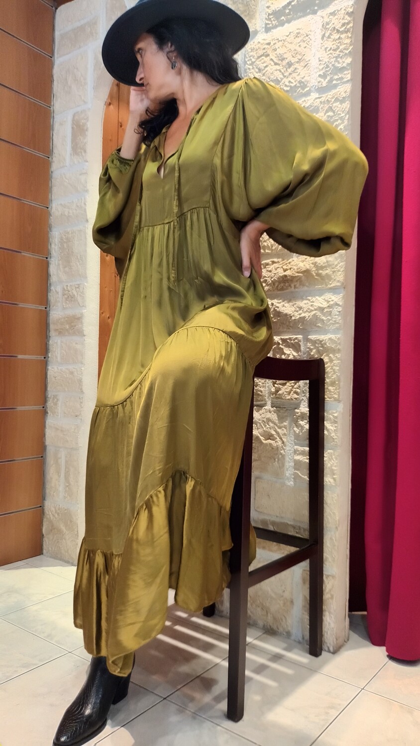 Robe longue Gala vert olive