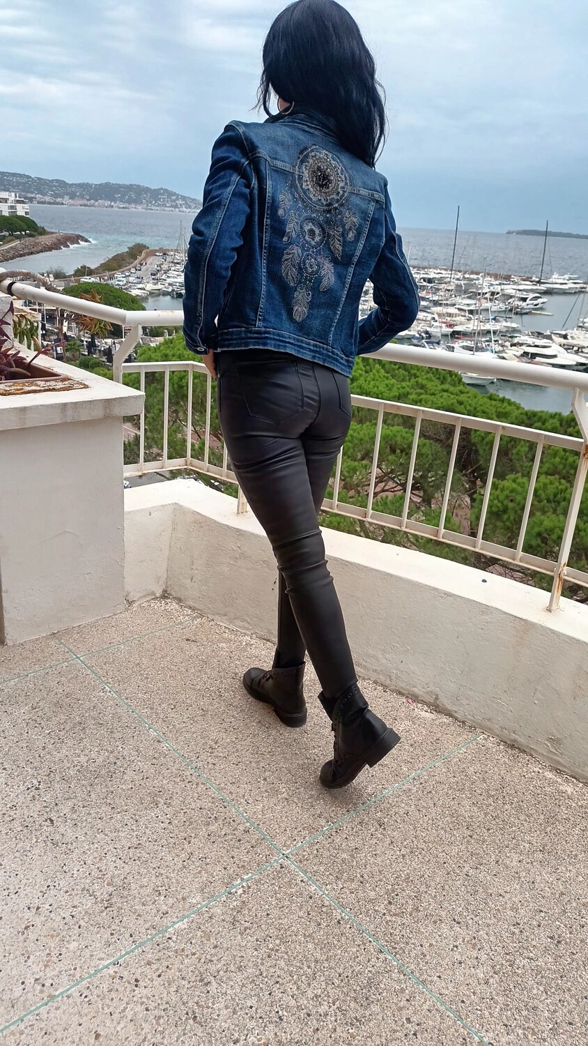 Pantalon simili cuir noir