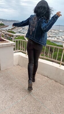 Pantalon simili cuir noir