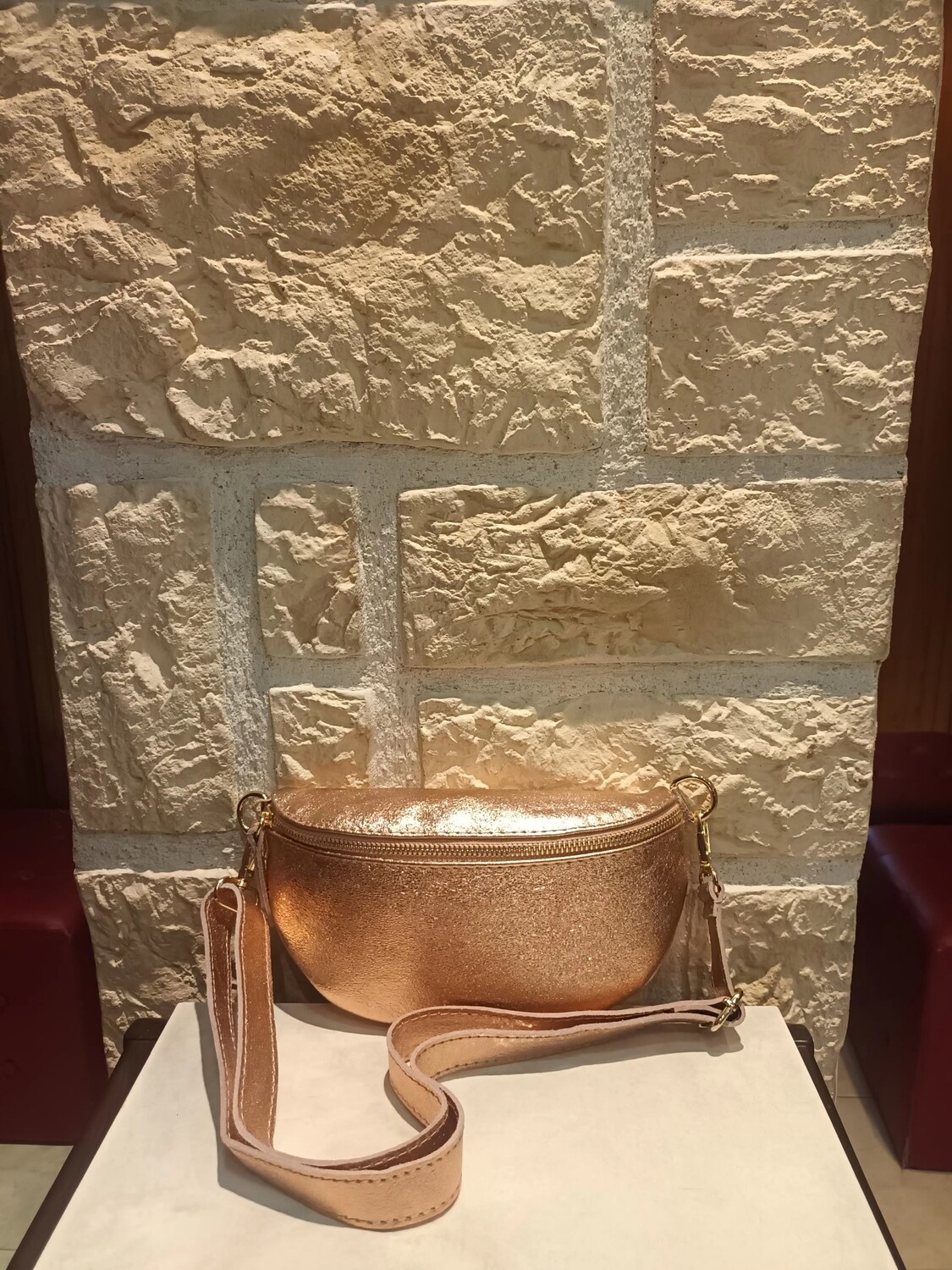 Sac Banane cuir champagne 