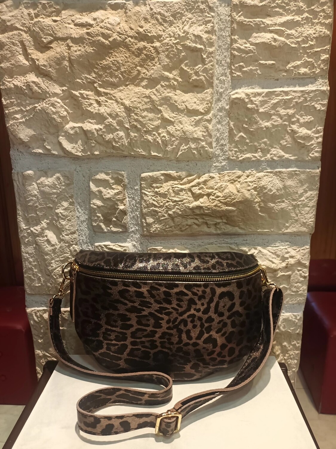 Sac Banane cuir imprimé gris foncé