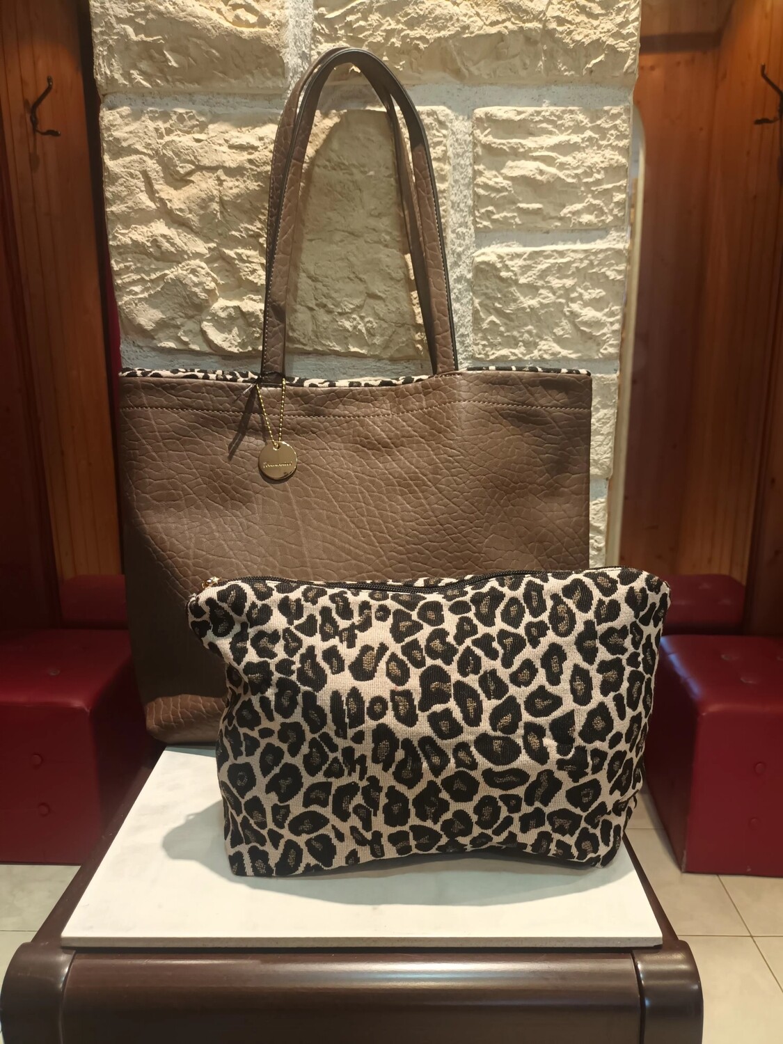Sac Réversible panthère taupe