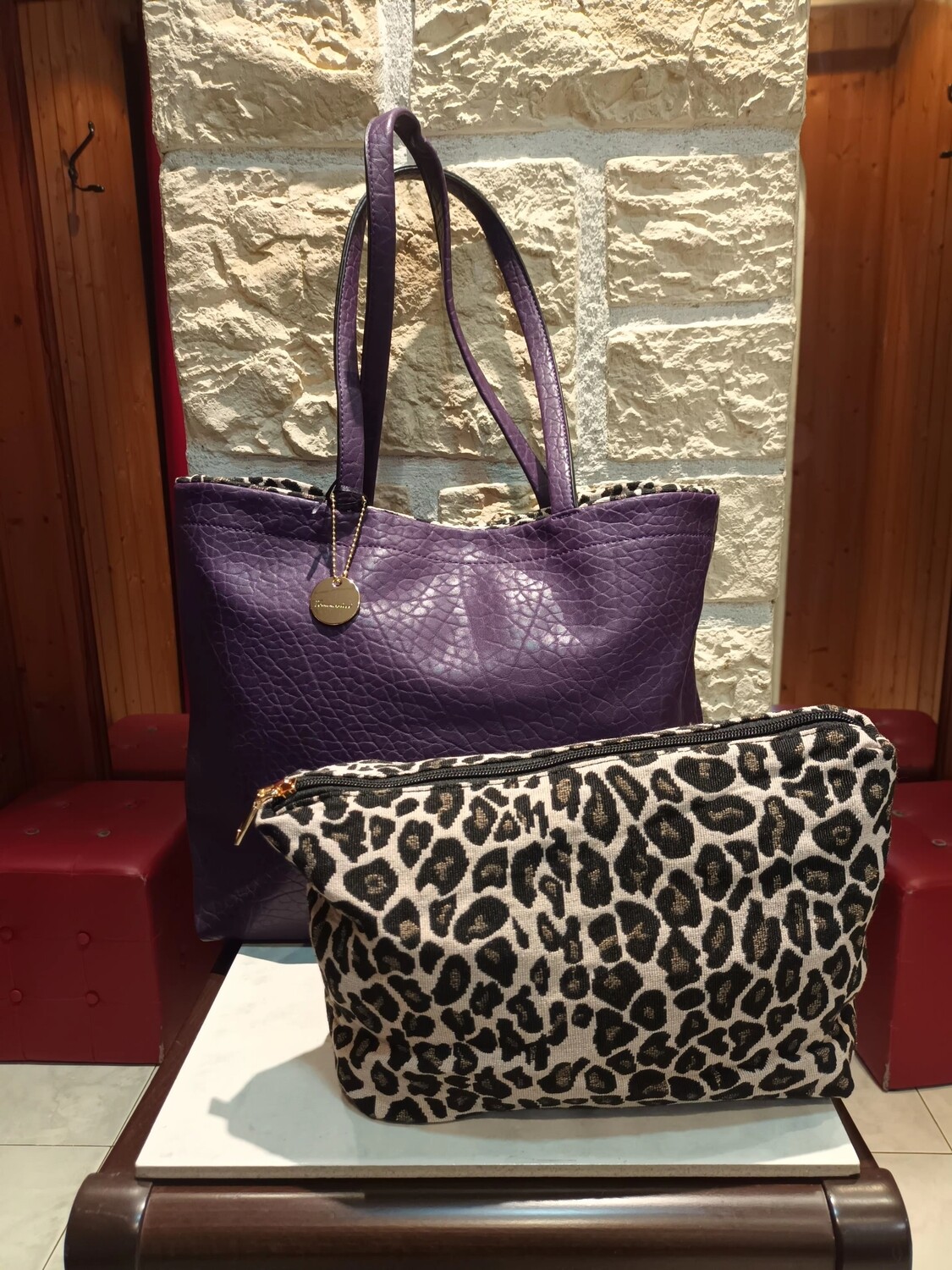 Sac Réversible panthère violet