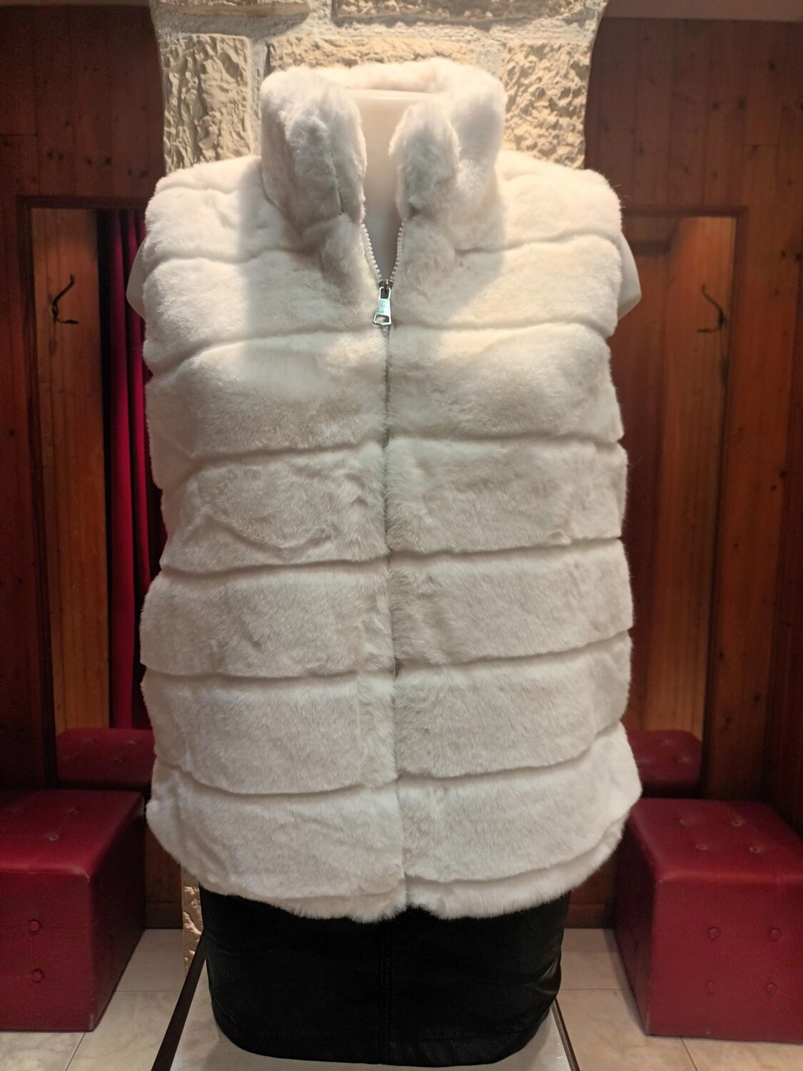 Veste fausse fourrure sans manches blanc
