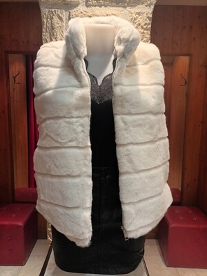 Veste fausse fourrure sans manches blanc