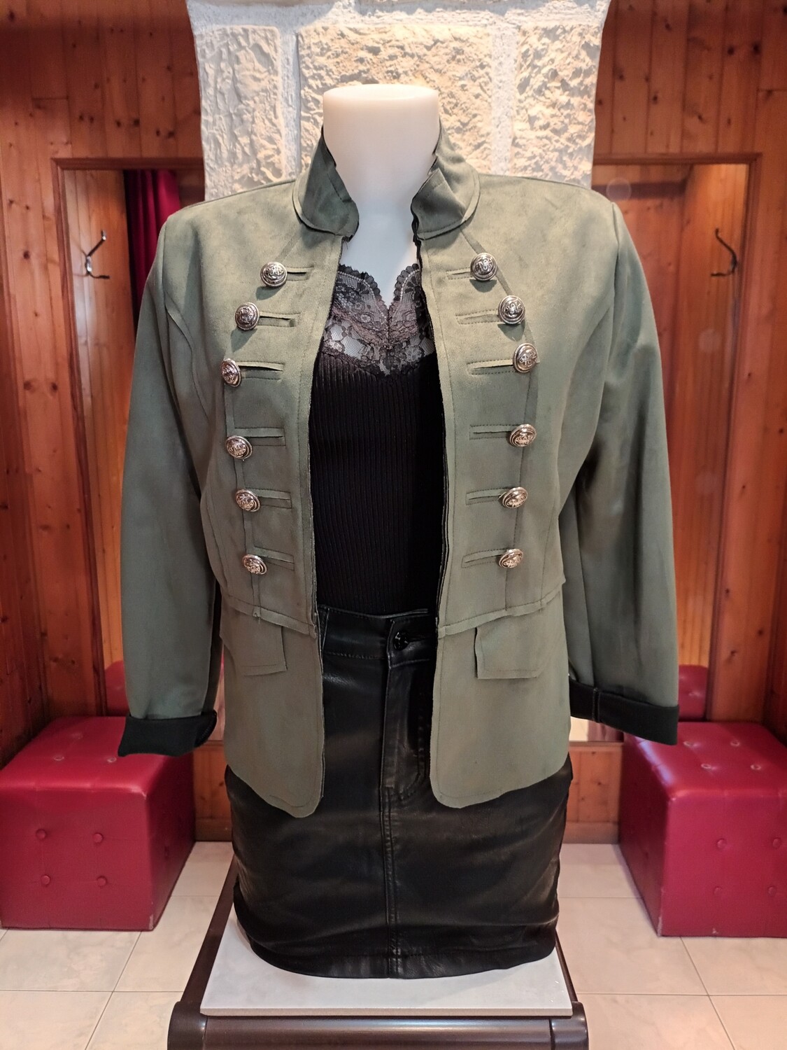 Veste Officier suédine kaki