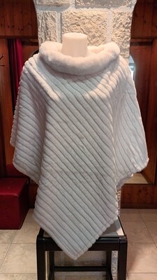 Poncho fourrure bandes blanc