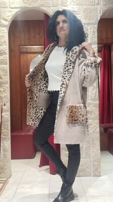 Veste fourrure réversible Léo gris clair